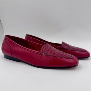 Y2K Enzo Angiolini Women's Liberty Red Textured Leather Loafer Flats | 7M